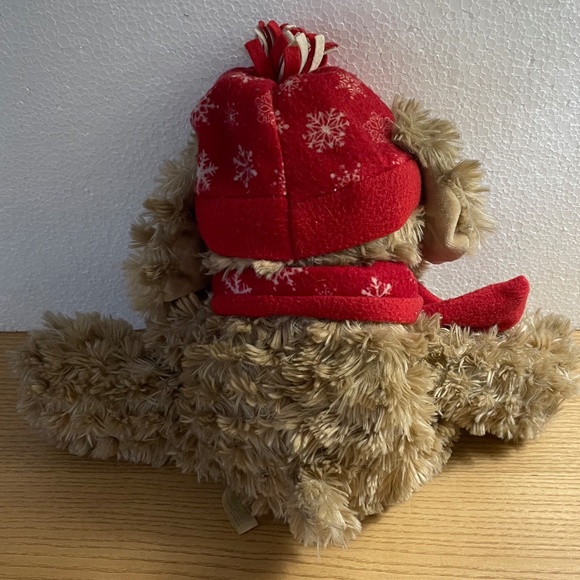 Fashion Bug Plush Shaggy Puppy Dog w Red Scarf & Hat Floppy Lay Flat 15” inch - Picture 3 of 7
